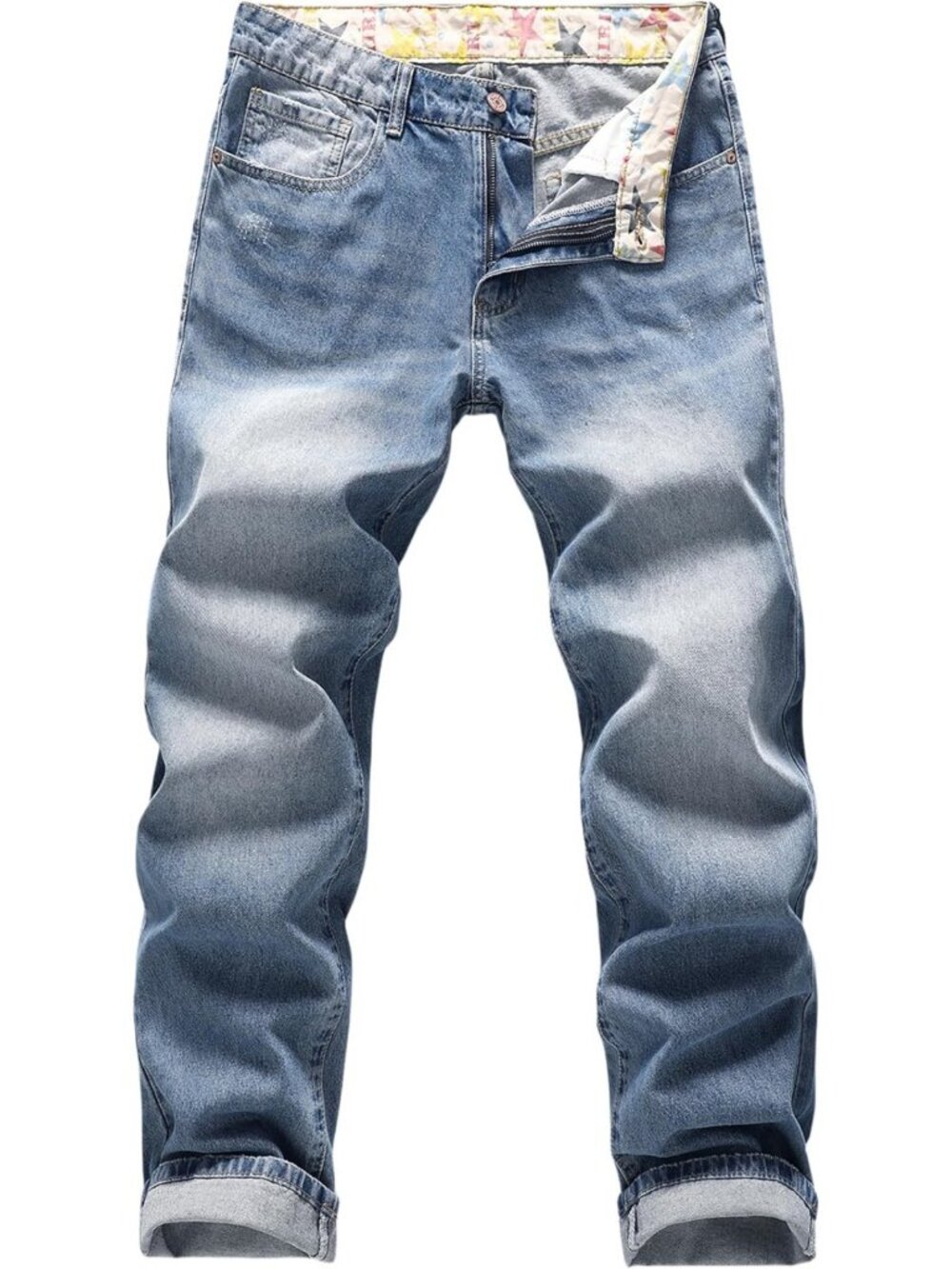 Men's Regular Fit Straight-Leg Denim Jeans - Non-Stretch Casual Pants, Versatile